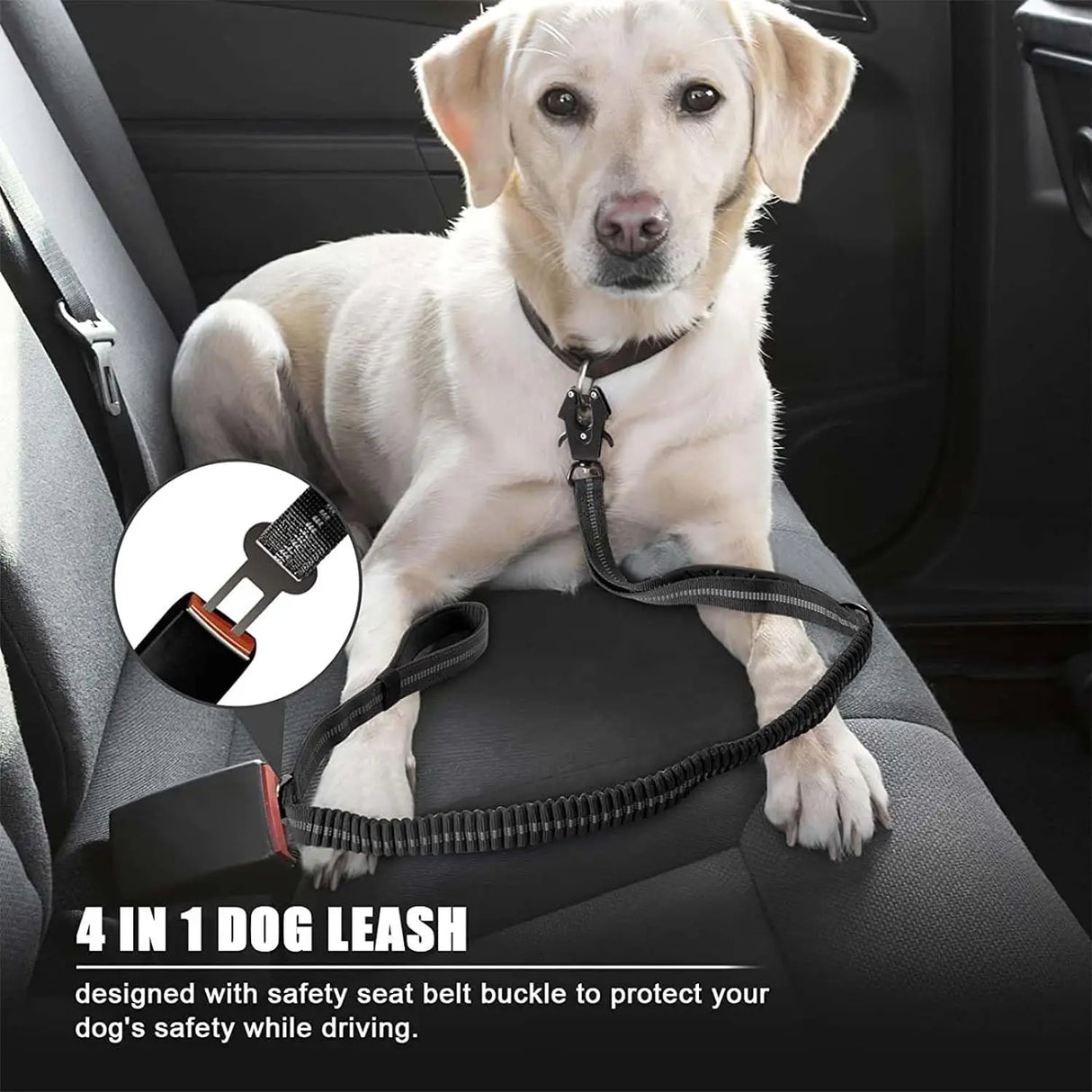 Reflective Shock Absorbing Dog Leash Seatbelt Buckle Dog Stuff