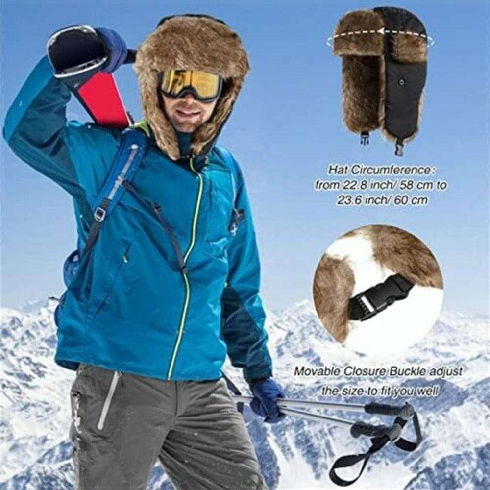 Russian Furr lined winter Bomber Hat Thermal & Wool Beanies