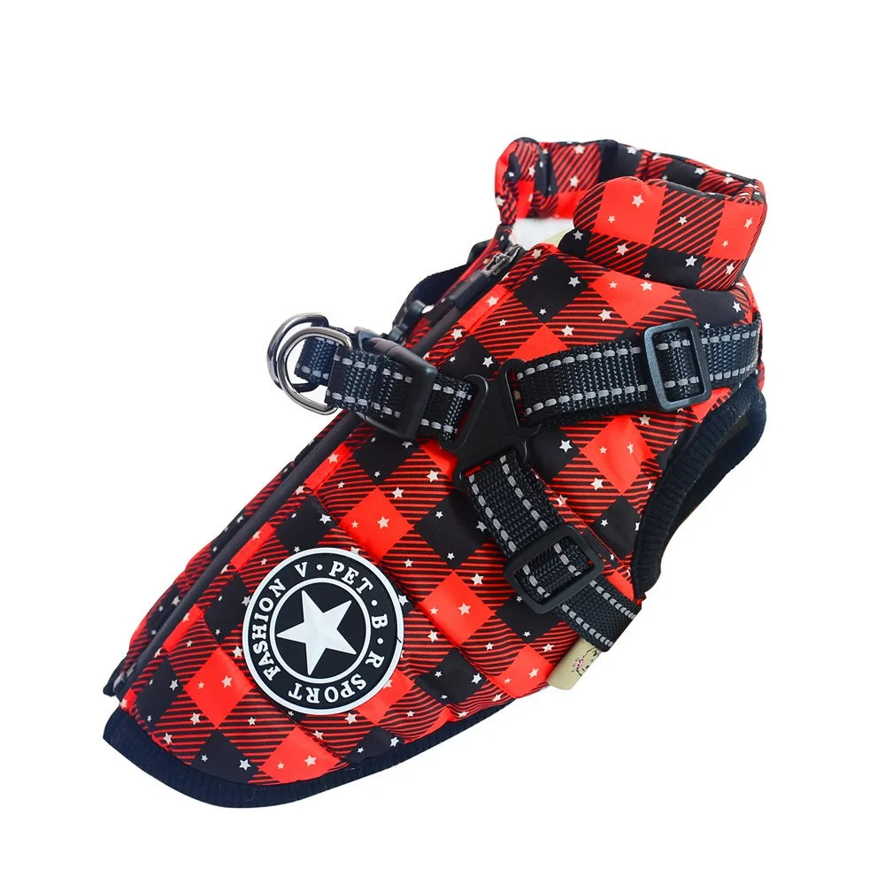 S-5XL Warm Winter Dog Coat Jacket With Harness Dog Stuff