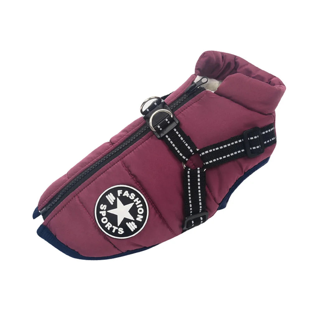 S-5XL Warm Winter Dog Coat Jacket With Harness Dog Stuff