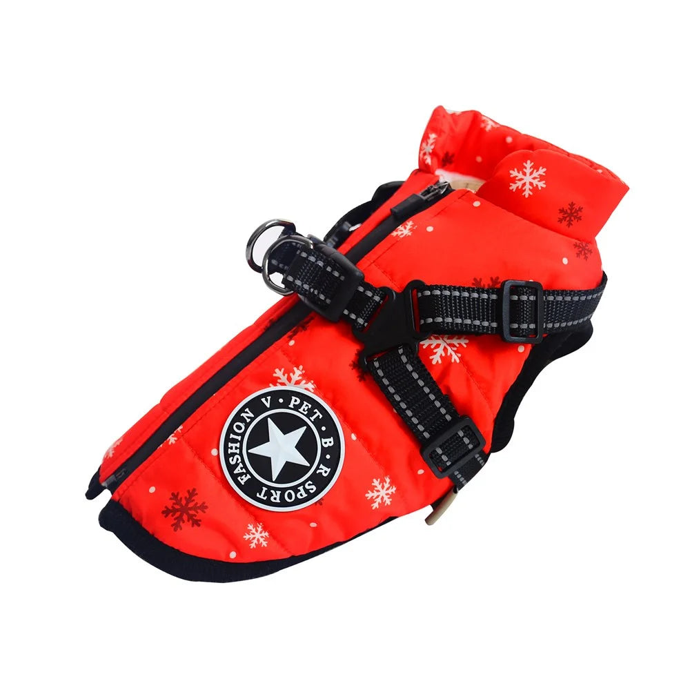 S-5XL Warm Winter Dog Coat Jacket With Harness Dog Stuff