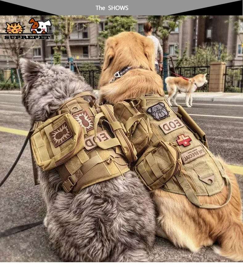 S M L XL Dog Harness Vest with Molle packs Dog Stuff