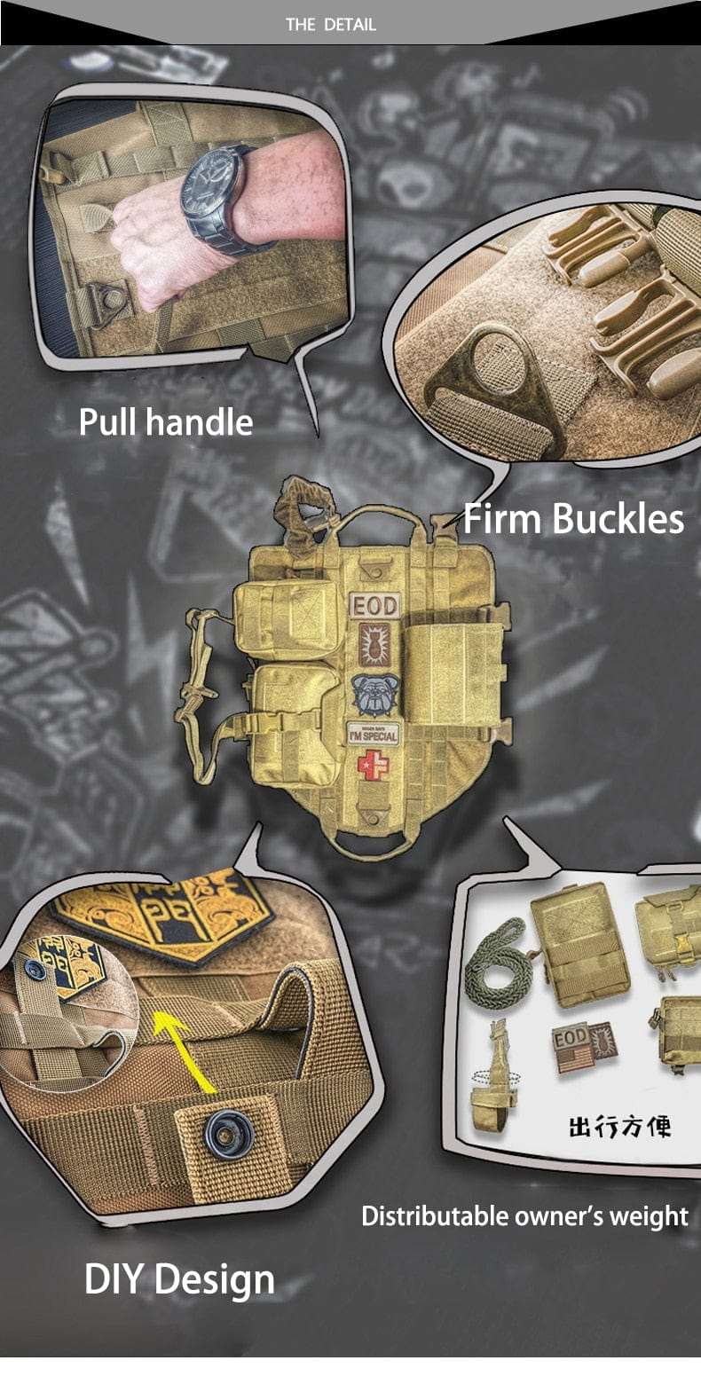 S M L XL Dog Harness Vest with Molle packs Dog Stuff