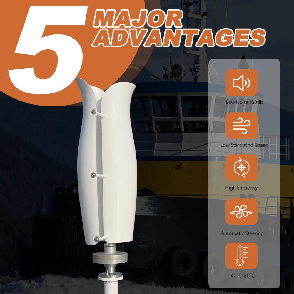 ST-1200W Tulip Wind Turbine 12-24-48V Off-Grid Power