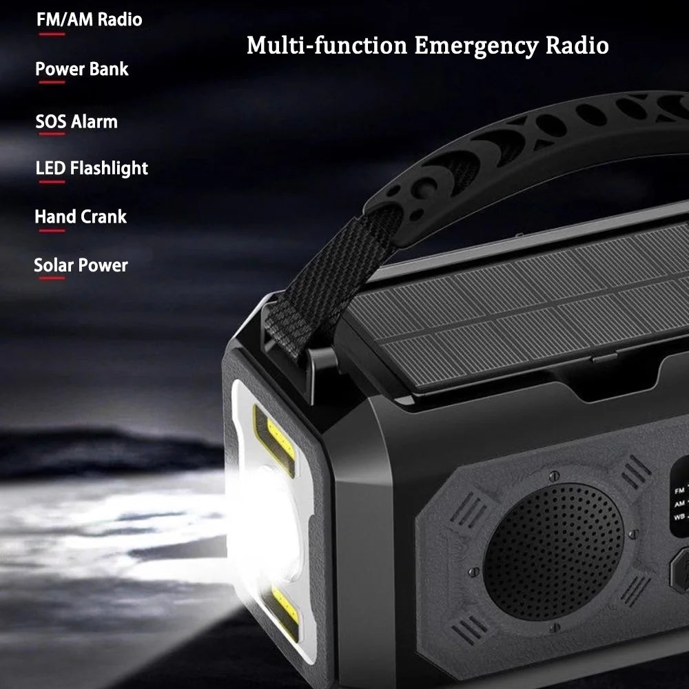 Solar 12000mAh Emergency Radio Charger AM/FM Hand Crank solar power