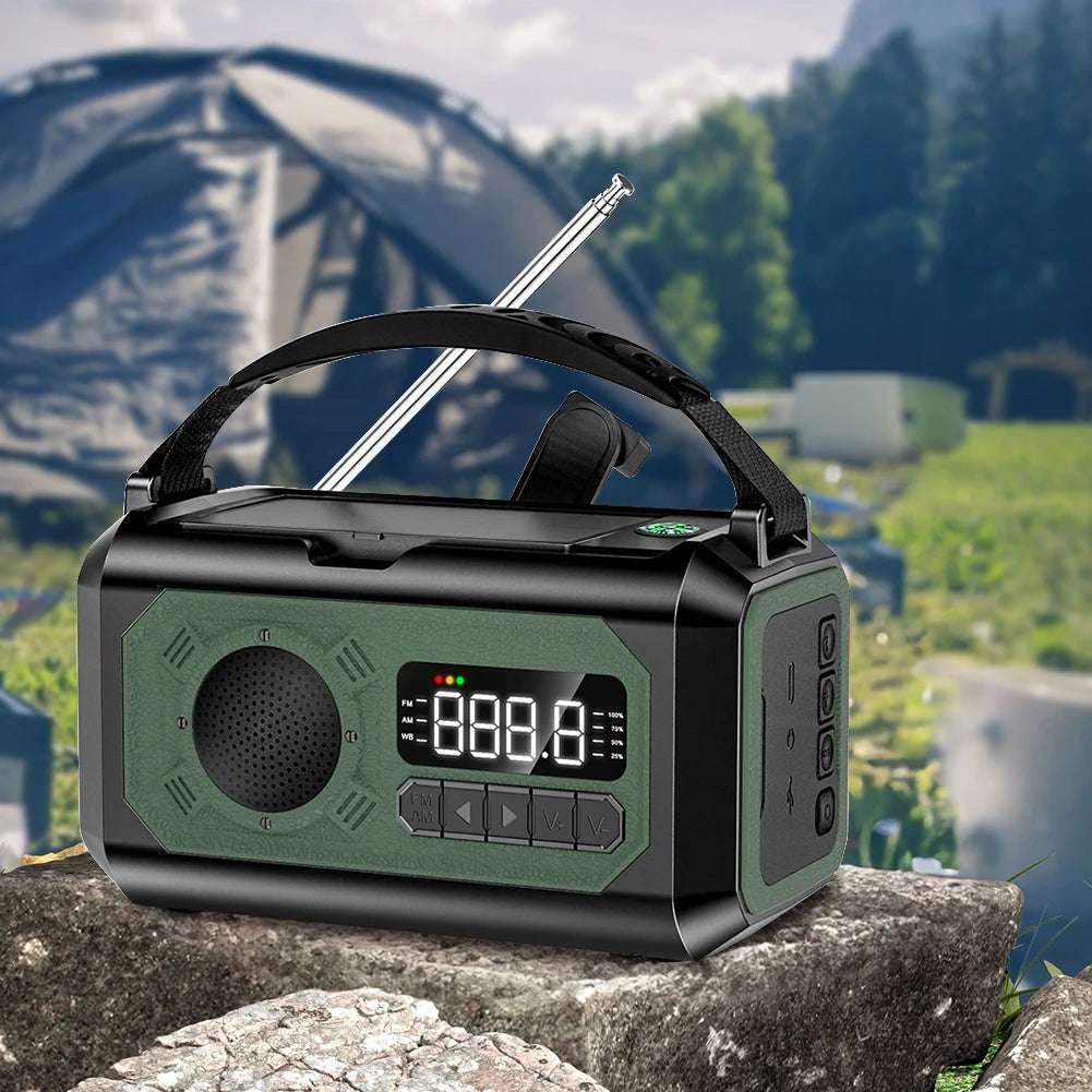 Solar 12000mAh Emergency Radio Charger AM/FM Hand Crank solar power