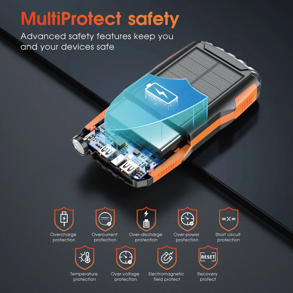 Solar Power Bank 42800mAh Waterproof Portable Charger Powerbank solar power