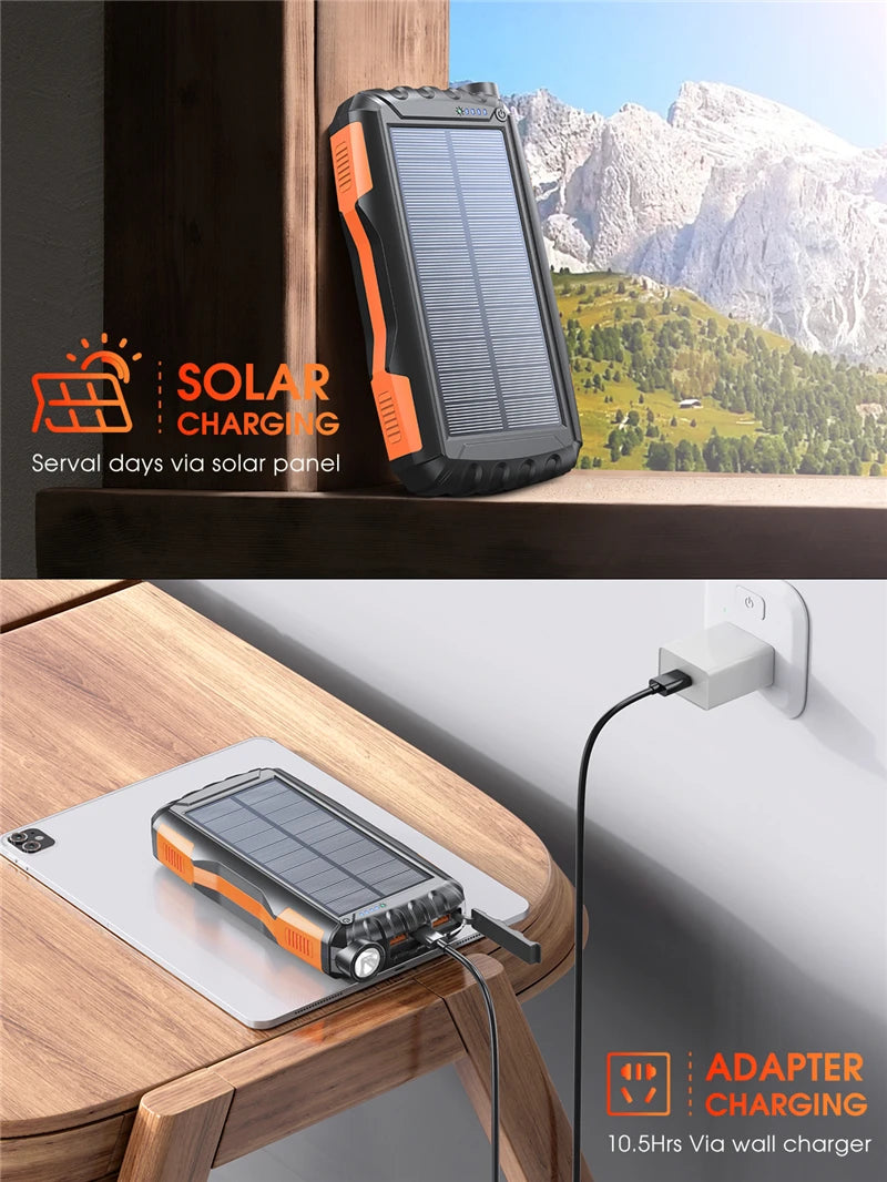 Solar Power Bank 42800mAh Waterproof Portable Charger Powerbank solar power