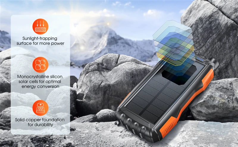 Solar Power Bank 42800mAh Waterproof Portable Charger Powerbank solar power