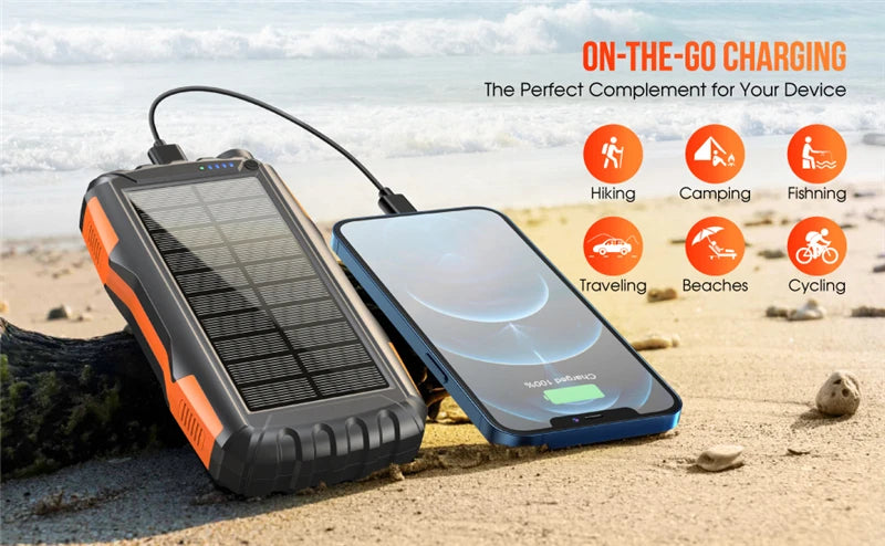 Solar Power Bank 42800mAh Waterproof Portable Charger Powerbank solar power