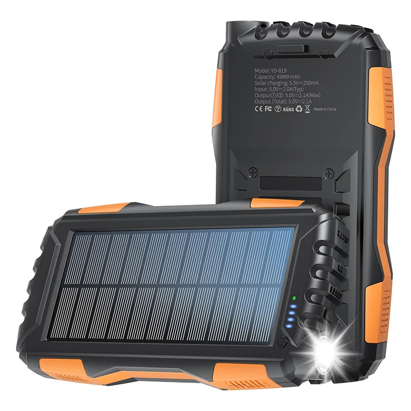 Solar Power Bank 42800mAh Waterproof Portable Charger Powerbank solar power