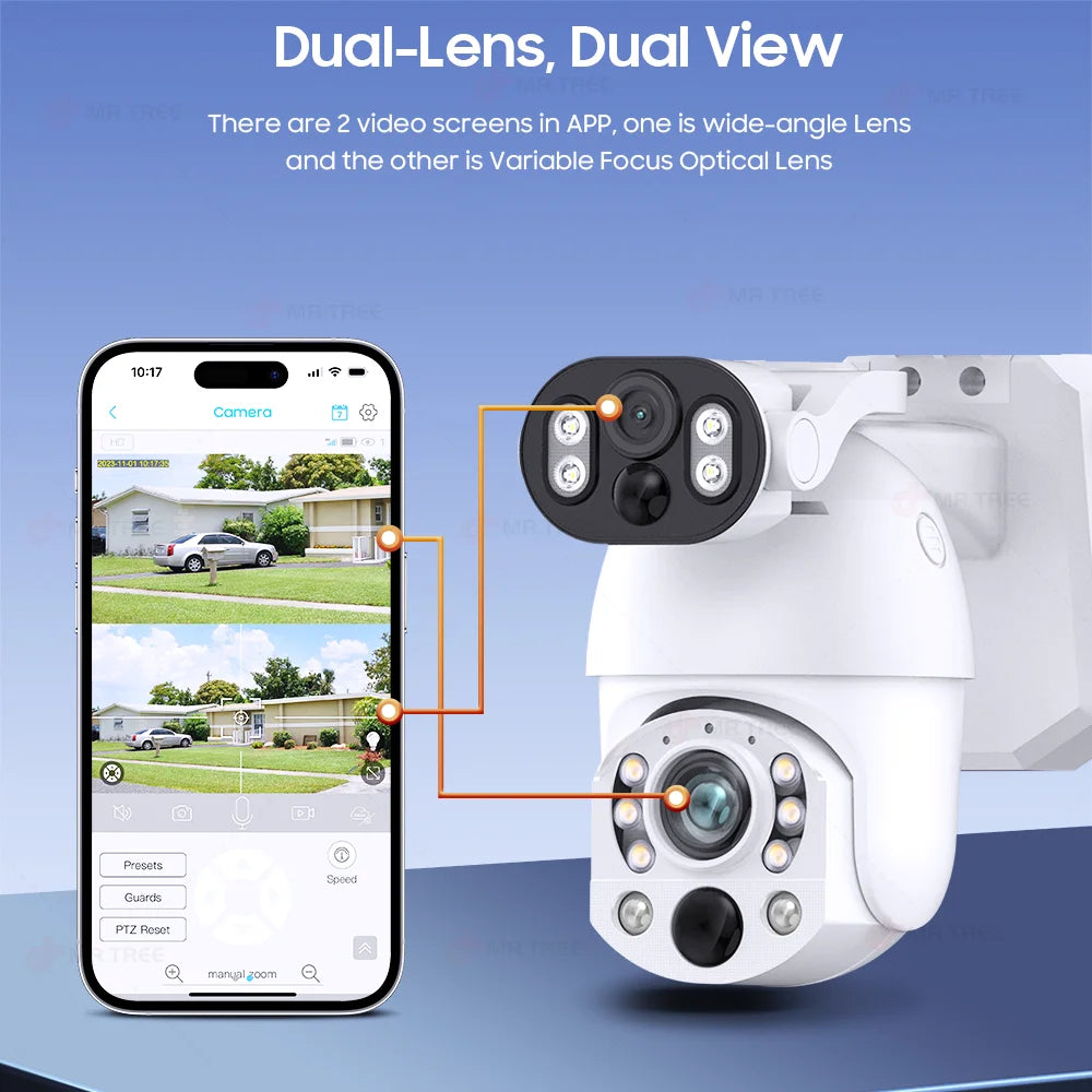 Solar Security Camera WIFI Human Tracking 50X Optical Zoom security systems