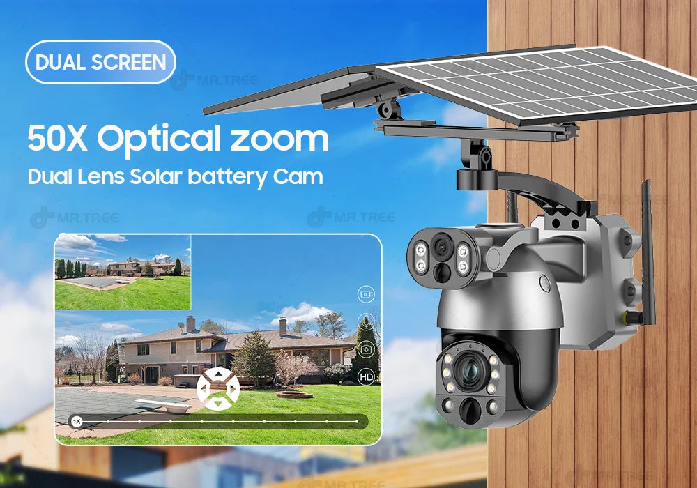 Solar Security Camera WIFI Human Tracking 50X Optical Zoom security systems