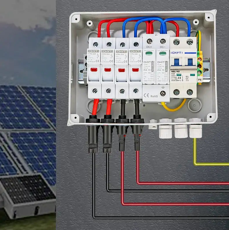 Solar photovoltaic PV Combiner Box With Lightning Protection 2 in 1 out electrical supplys