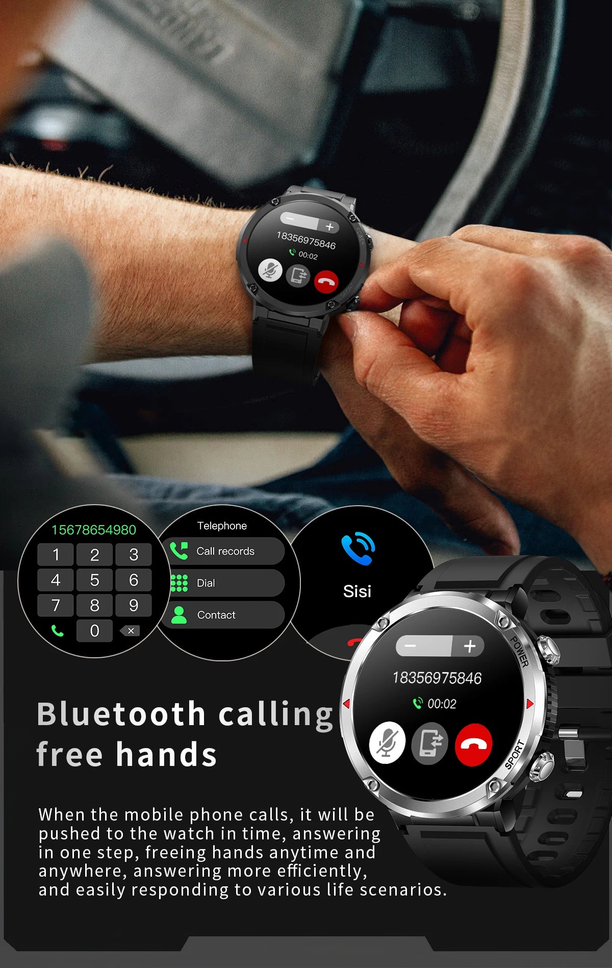 T30 Smart Watch AMOLED Display Outdoor Bluetooth Watchs