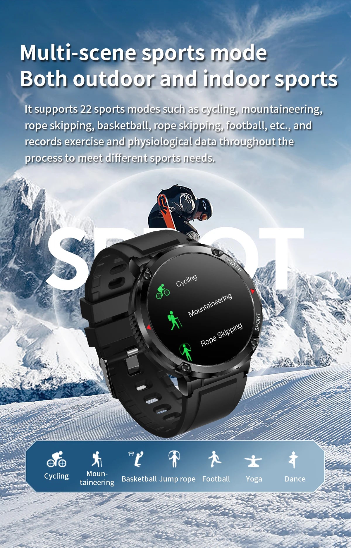 T30 Smart Watch AMOLED Display Outdoor Bluetooth Watchs