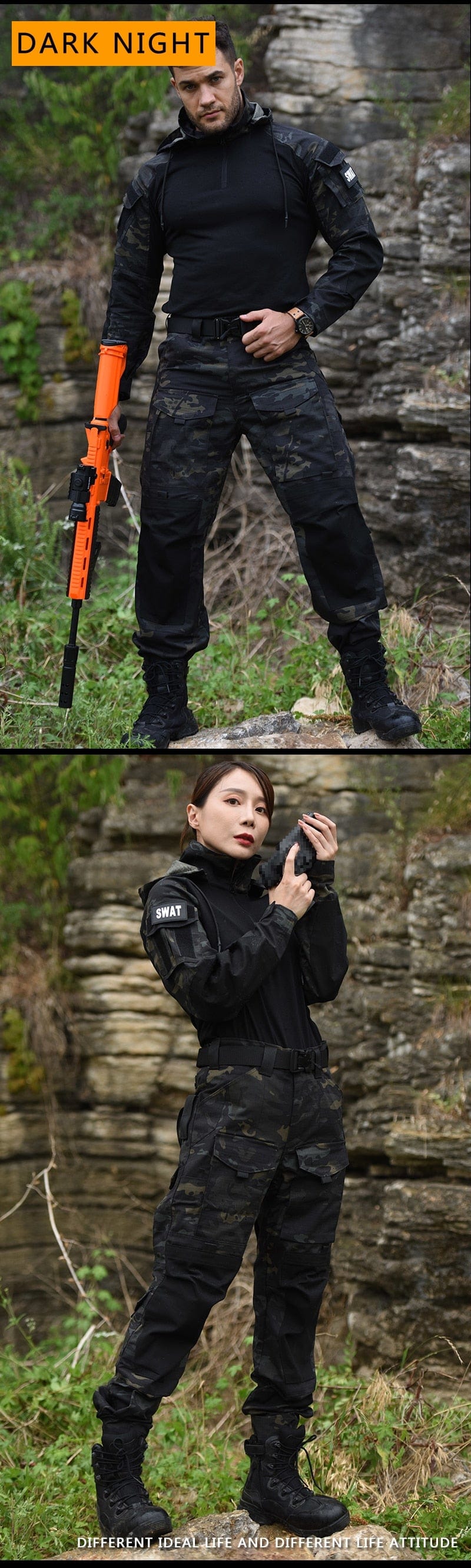Tactical Uniform Pants and Shirt with Pads Outdoor Clothing
