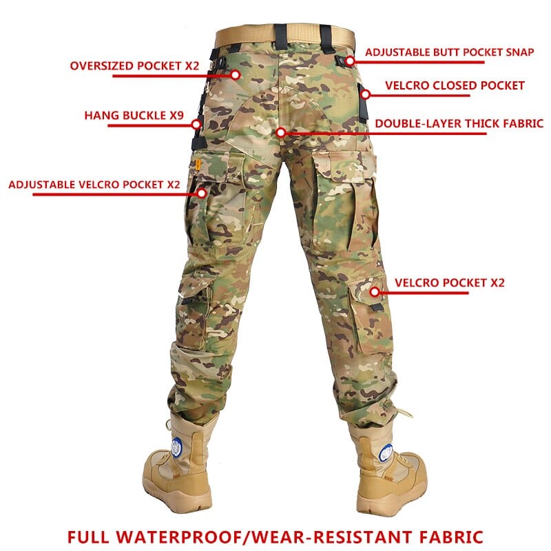 Tactical Uniform Pants and Shirt with Pads Outdoor Clothing