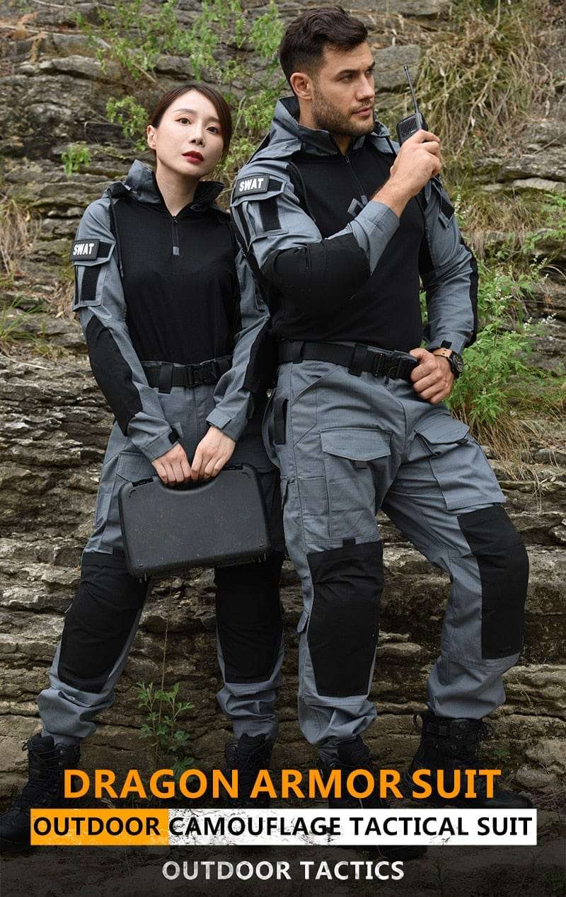 Tactical Uniform Pants and Shirt with Pads Outdoor Clothing