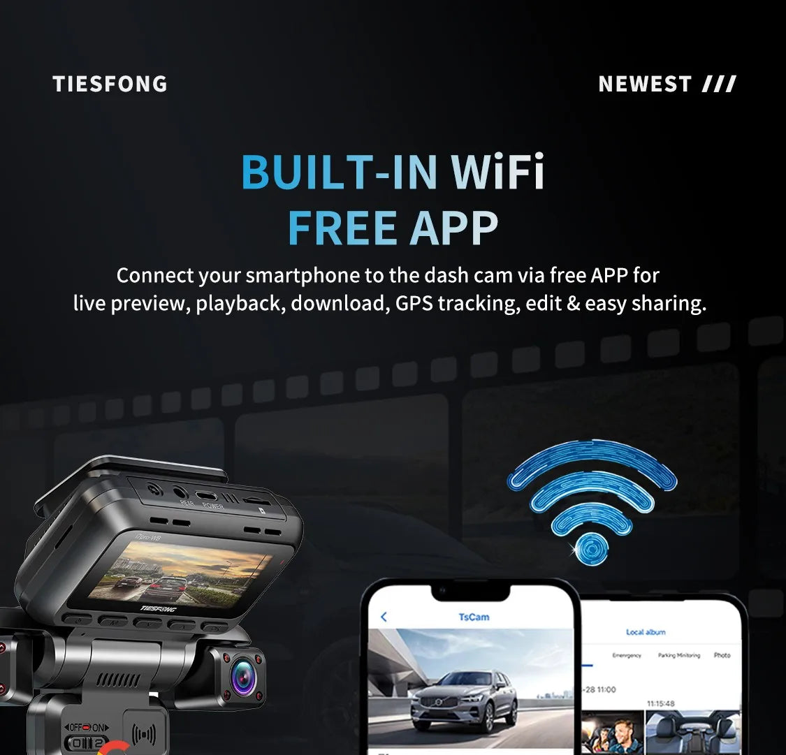 TiESFONG i7pro 360° Dash Camera Surveillance 24H Monitoring Smart Technology