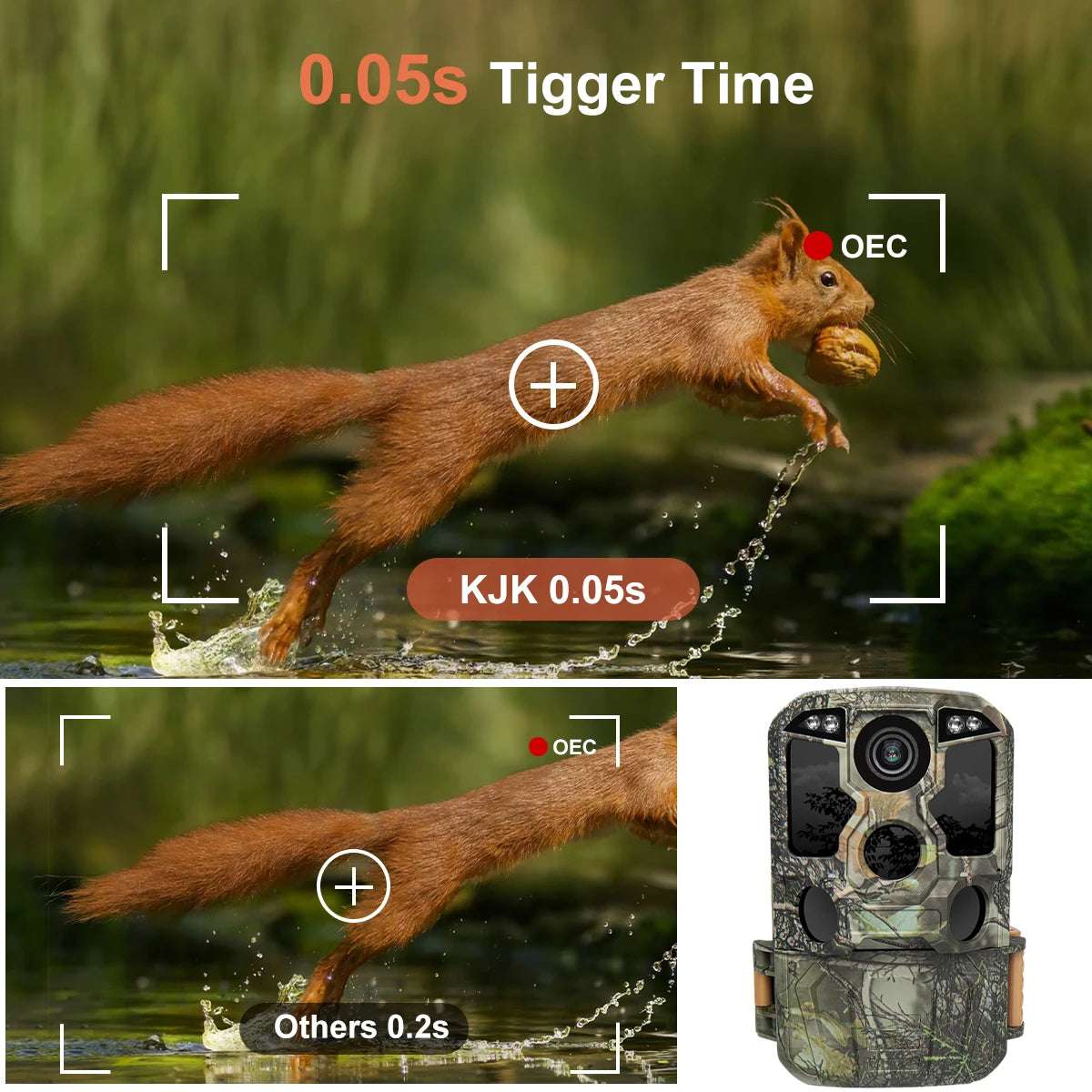 Trail Camera Wi-Fi 4K 48MP Night Vision 0.05s Motion Activated Security Cameras