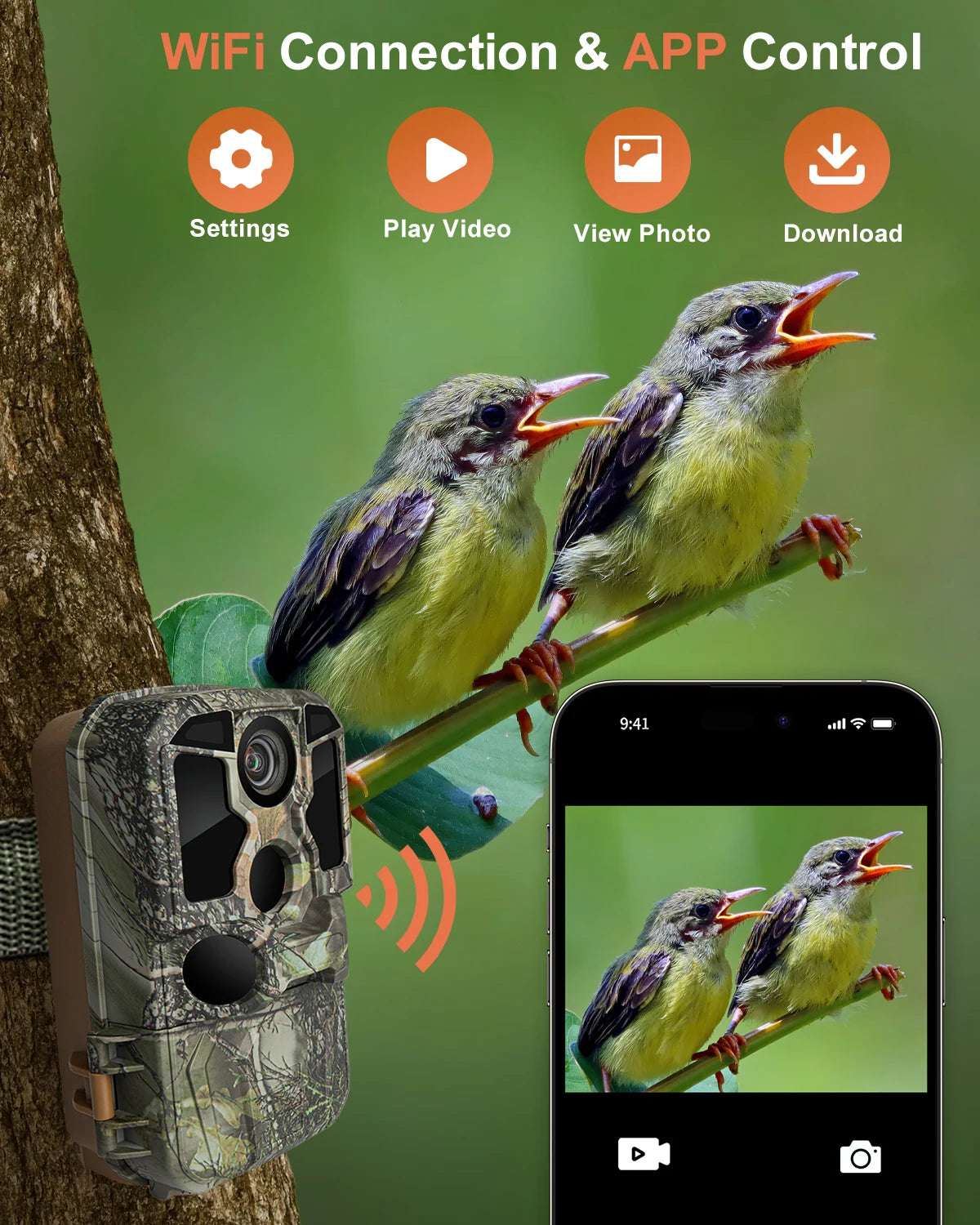 Trail Camera Wi-Fi 4K 48MP Night Vision 0.05s Motion Activated Security Cameras