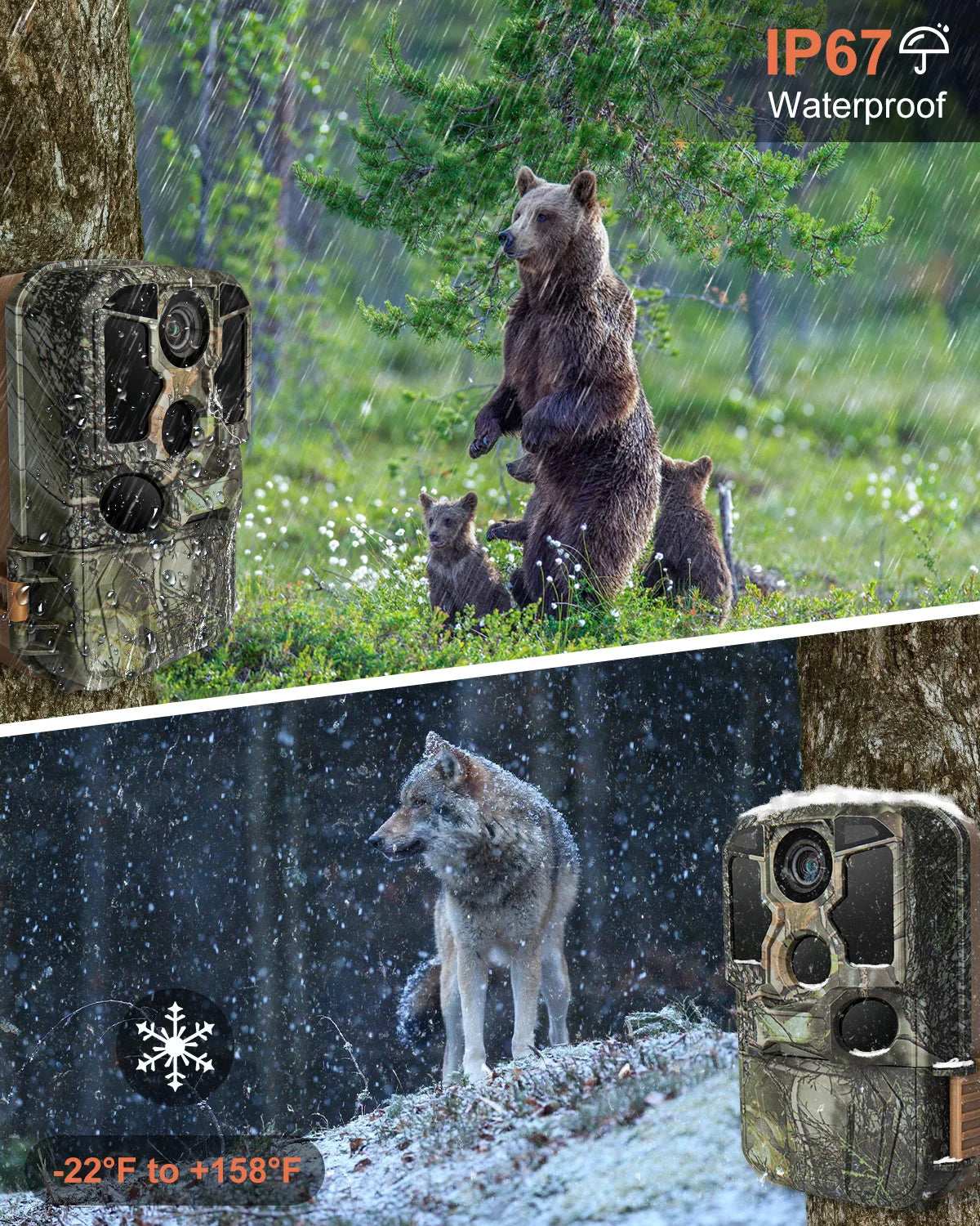 Trail Camera Wi-Fi 4K 48MP Night Vision 0.05s Motion Activated Security Cameras