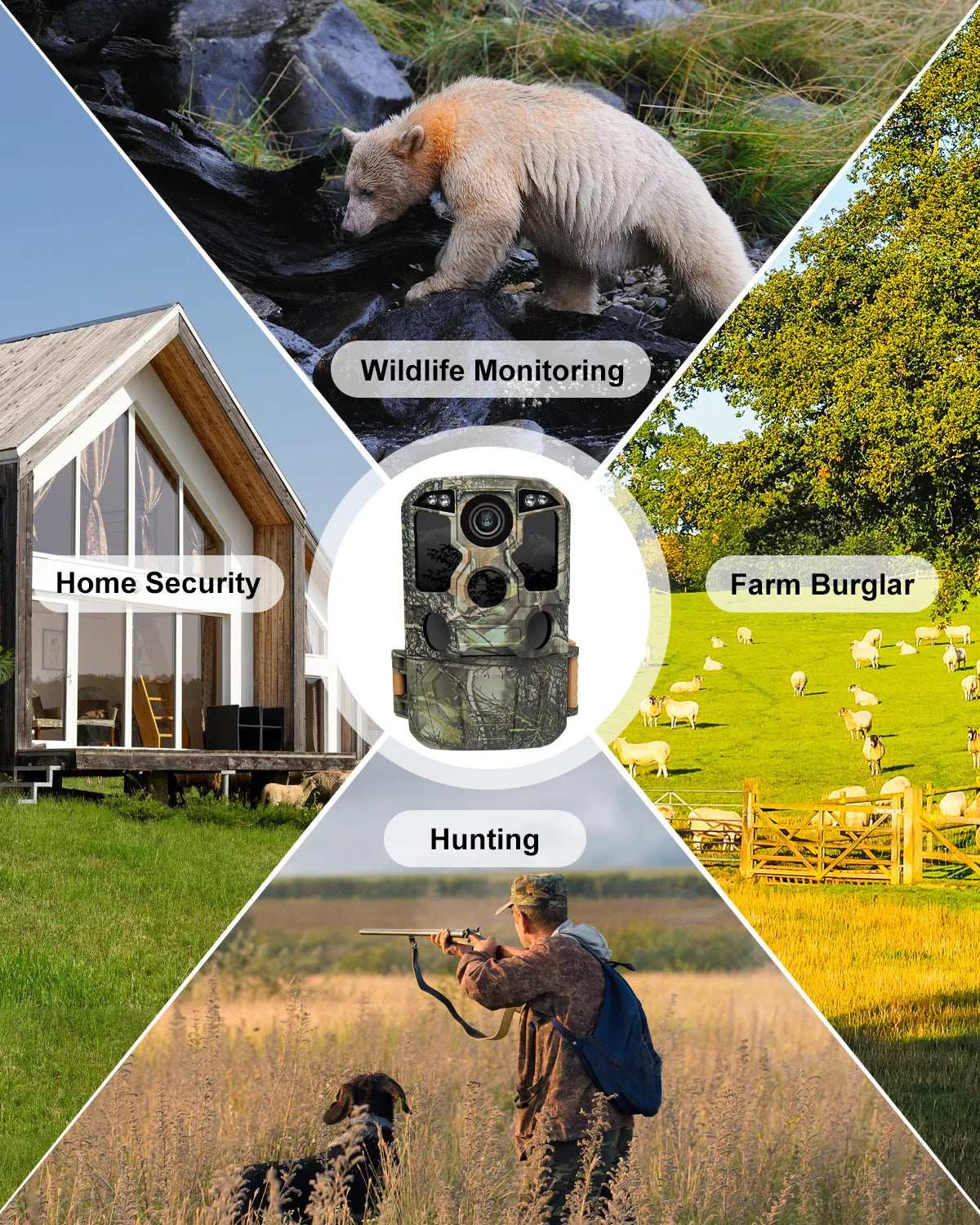 Trail Camera Wi-Fi 4K 48MP Night Vision 0.05s Motion Activated Security Cameras