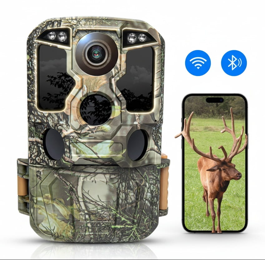 Trail Camera Wi-Fi 4K 48MP Night Vision 0.05s Motion Activated Security Cameras