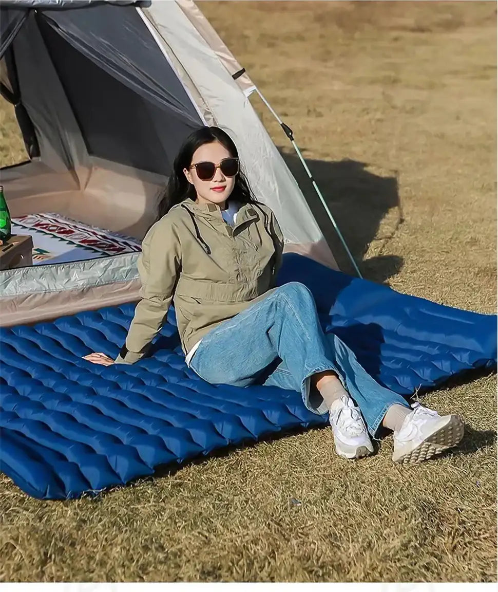Ultra-Light Self-Inflating Double Mattress with Pillow Air Bed Camping Equipment