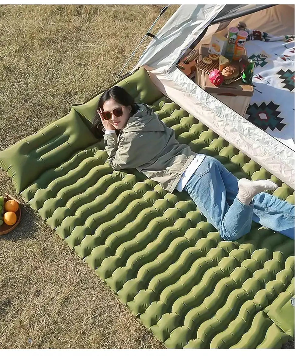 Ultra-Light Self-Inflating Double Mattress with Pillow Air Bed Camping Equipment