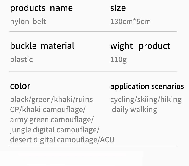 Unisex 130cm Canvas Belt-Quick-Release Outdoor Clothing