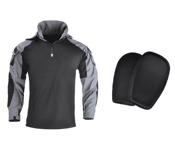 Tactical Uniform Pants and Shirt with Pads Outdoor Clothing BushLine Gray Shirts with Pad S-(50-60KG)