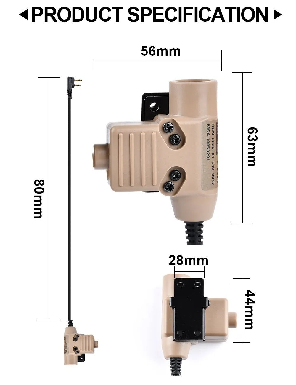 Walker U94 PTT 7.0 Plug Headset Adapters Eyes Ears & Hands