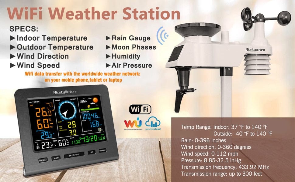 WiFi Weather Station Thermo Barometer Wind Wind Power Vertical