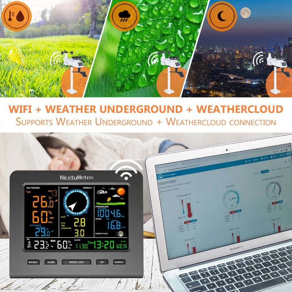 WiFi Weather Station Thermo Barometer Wind Wind Power Vertical