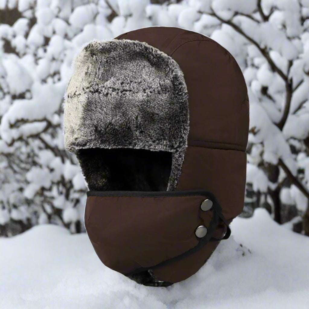 Winter Warm & Windproof Mask Pilot Hat Wool Beany Thermal & Wool Beanies