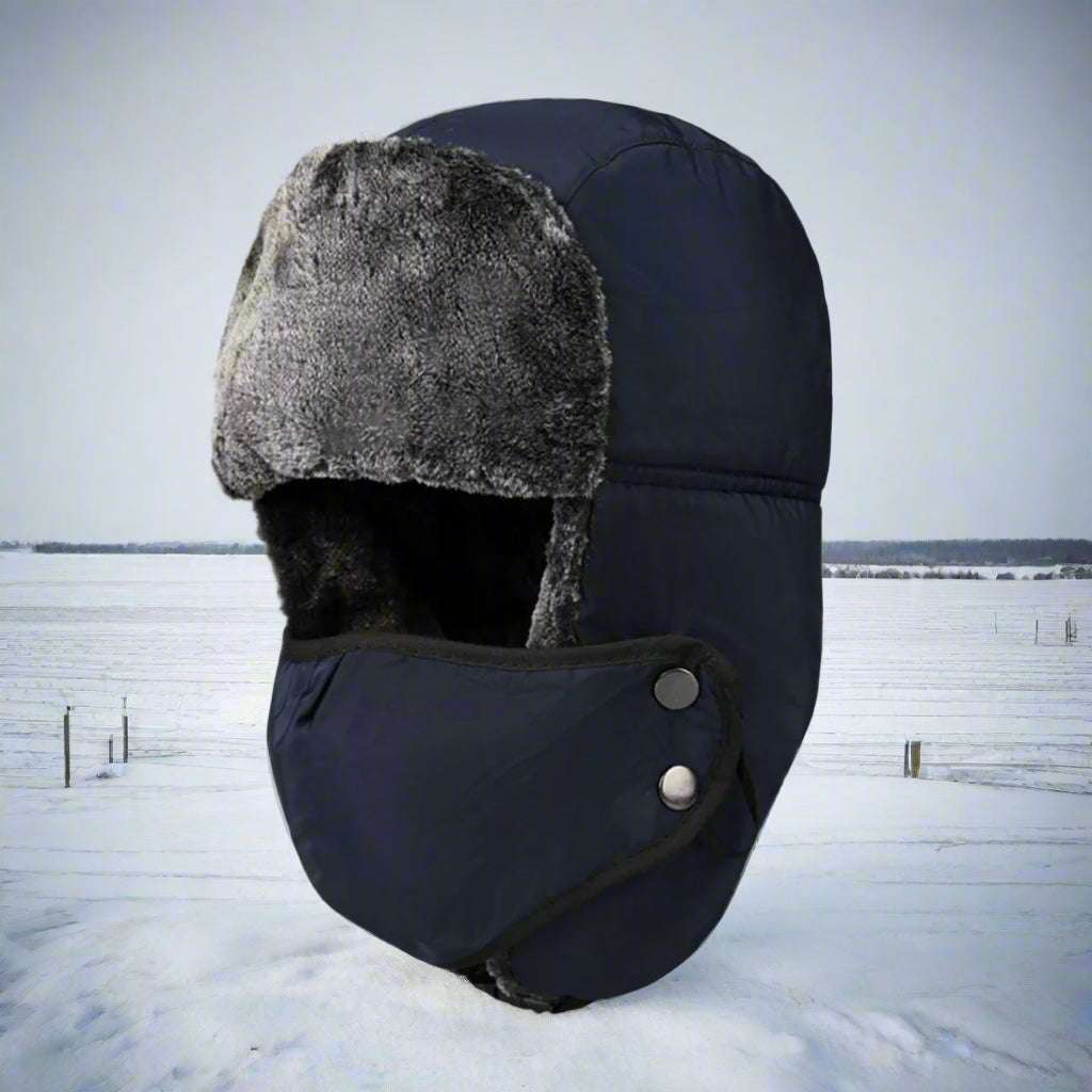 Winter Warm & Windproof Mask Pilot Hat Wool Beany Thermal & Wool Beanies