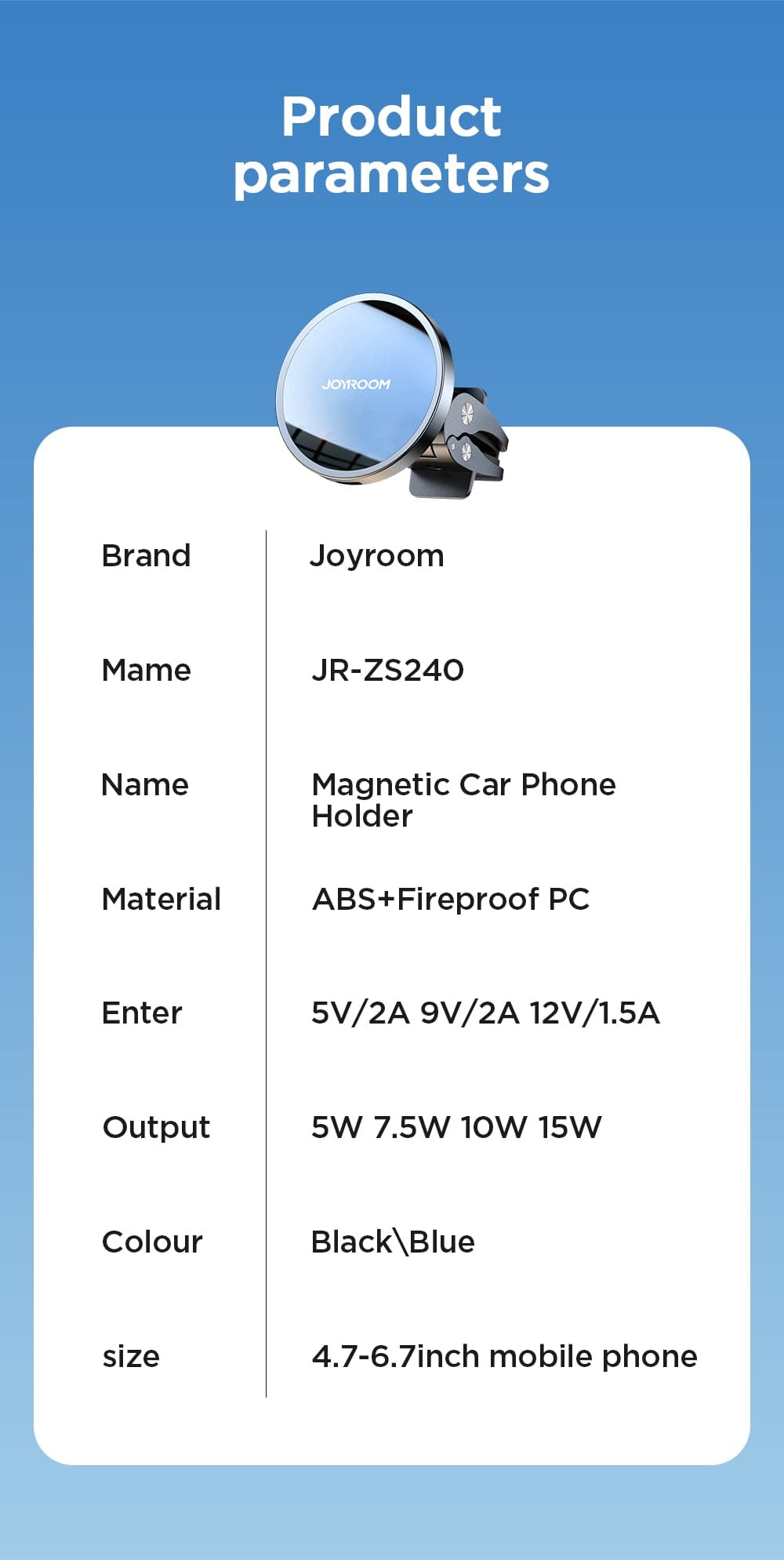 15W Magnetic Car Phone Holder Wireless Charger wifi & wireless