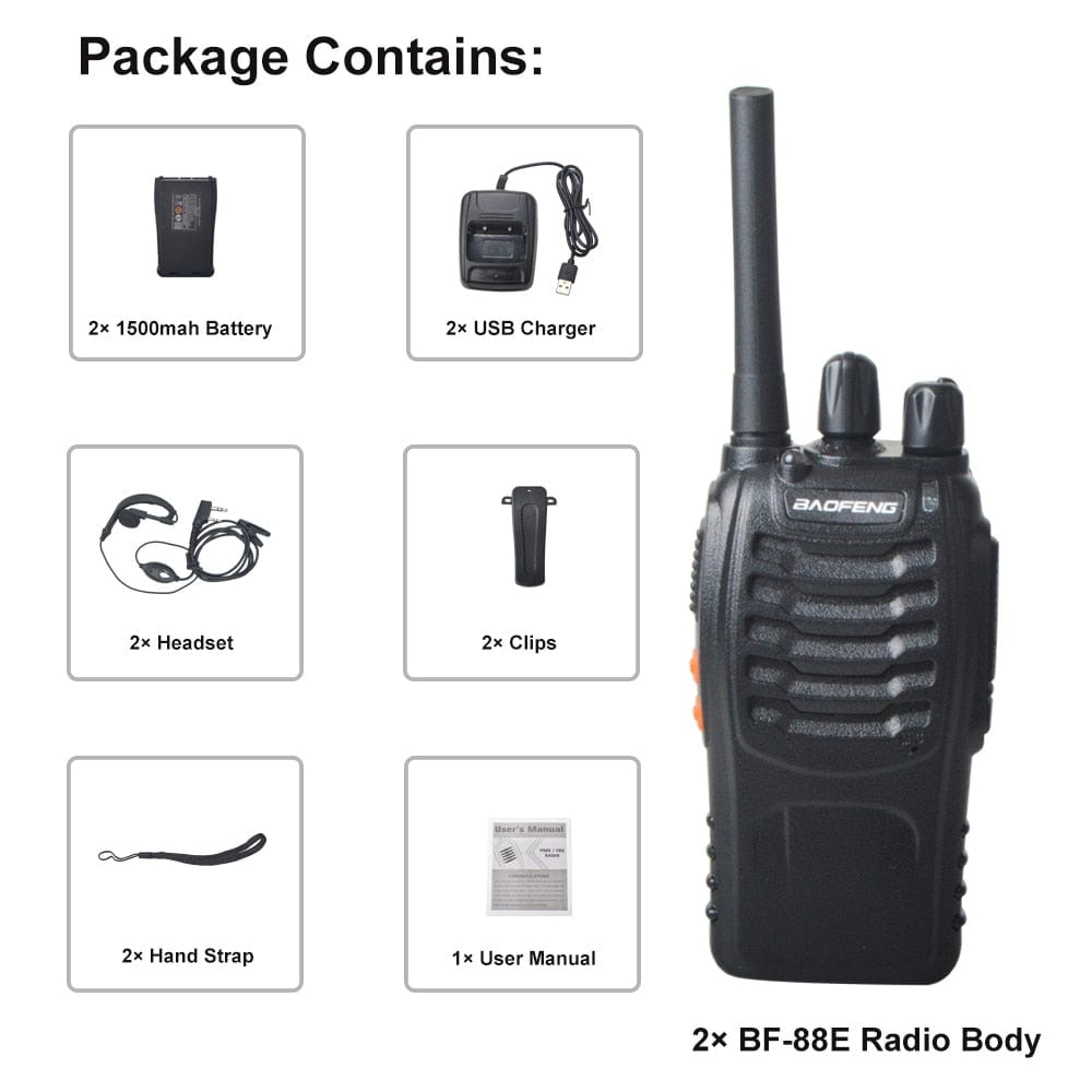 2 Peace set Walkie Talkie two way radio BF-88E Smart Technology