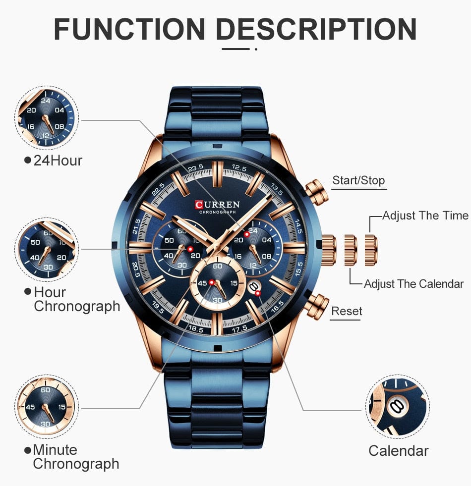 CURREN 8355 Luxury Sports Quartz Waterproof Watchs