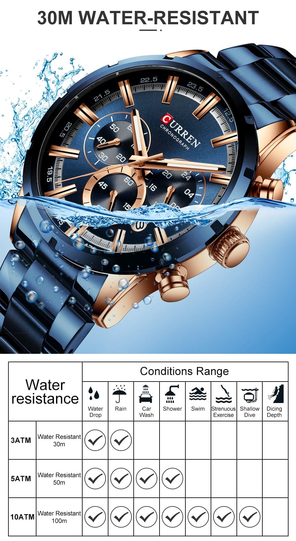 CURREN 8355 Luxury Sports Quartz Waterproof Watchs