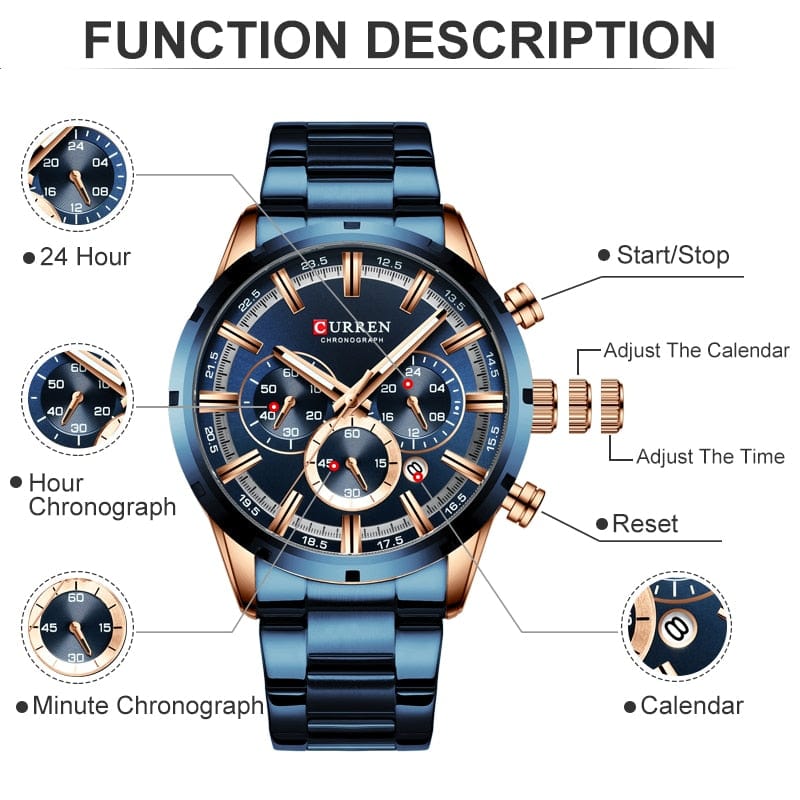 CURREN 8355 Luxury Sports Quartz Waterproof Watchs
