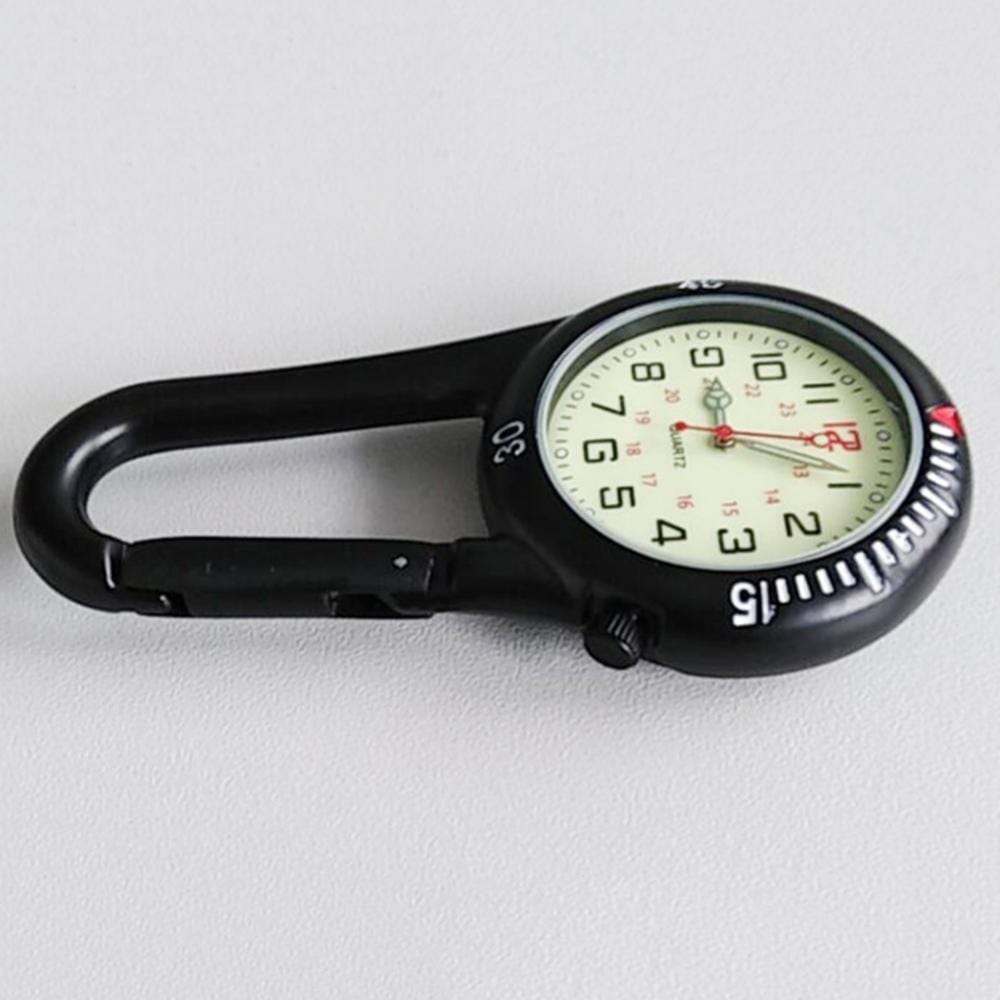 Carabiner Compass Watch Black or Silver Optics