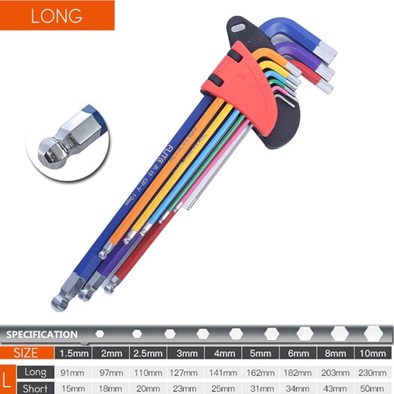 Colour Coded Torx & Hex Head Allen Key Set tools