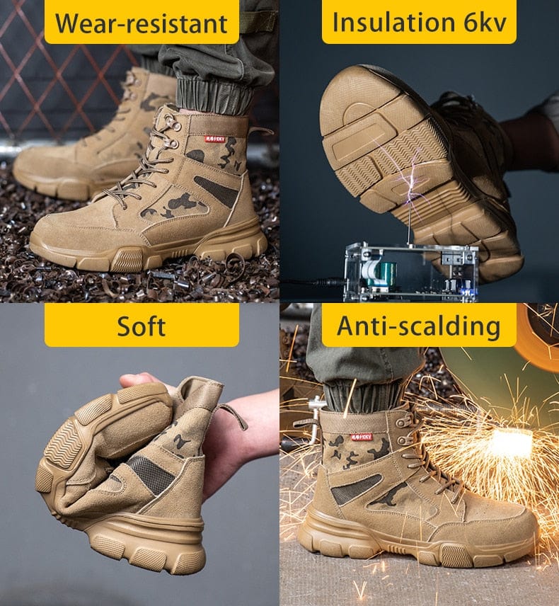 Impact Proof Outdoor Mens Tan Work Boots Adventure Footware