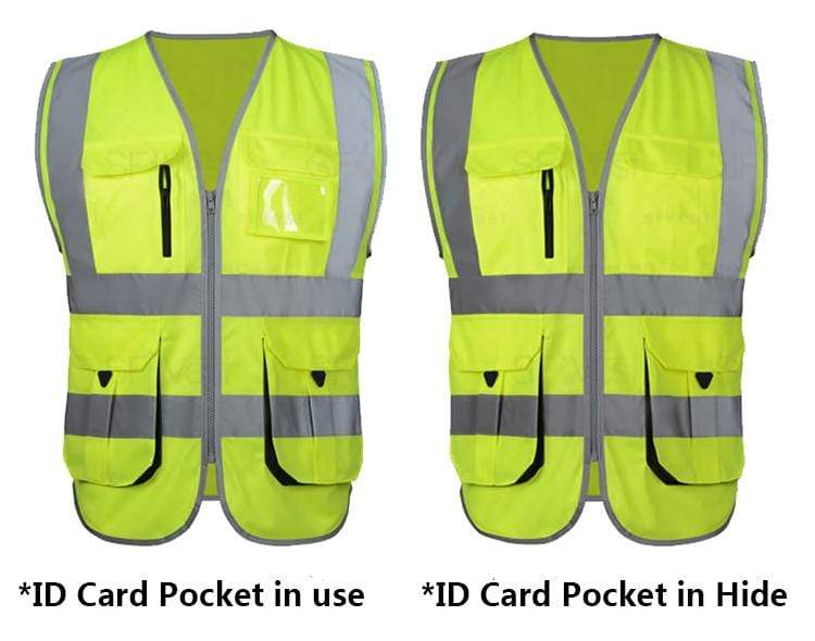 Khaki Work Safety Vest High Visibility Outdoor Clothing