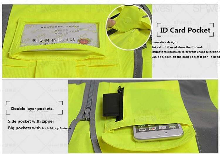 Khaki Work Safety Vest High Visibility Outdoor Clothing