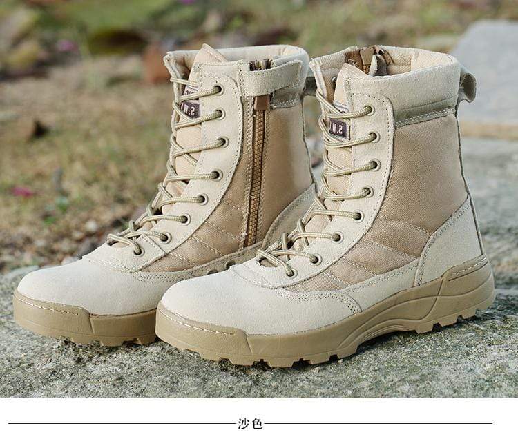Mens Tactical Boots Breathable Leather & Mesh Adventure Footwear