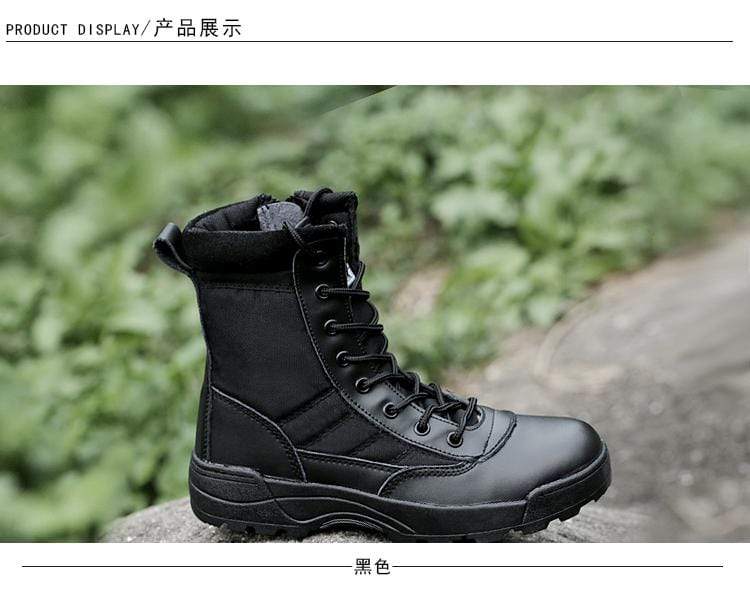 Mens Tactical Boots Breathable Leather & Mesh Adventure Footwear